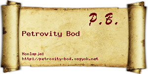 Petrovity Bod névjegykártya